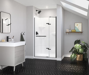 Reveal Sleek 71” Pivot Shower Door for Alcove Installation with Clear glass in Matte Black