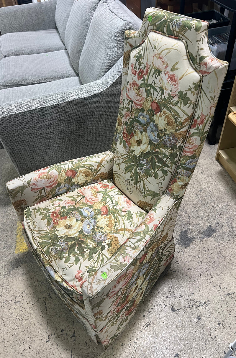 Floral Vintage High-Back Accent Chair