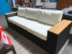 Dark Wicker Patio 3 Seater Sofa