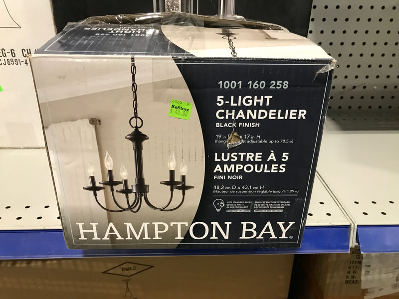 Hampton Bay 5-Light Chandelier with Black Finish