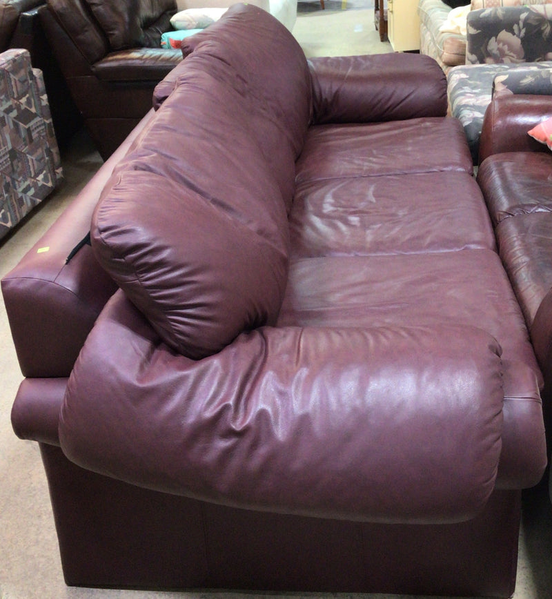 Burgundy Leather 3-Seater