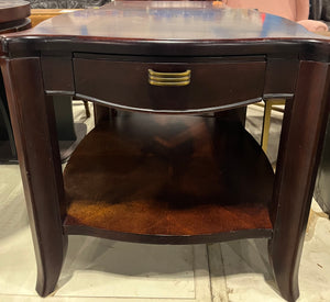 Classic Mahogany End Table with Drawer & Shelf