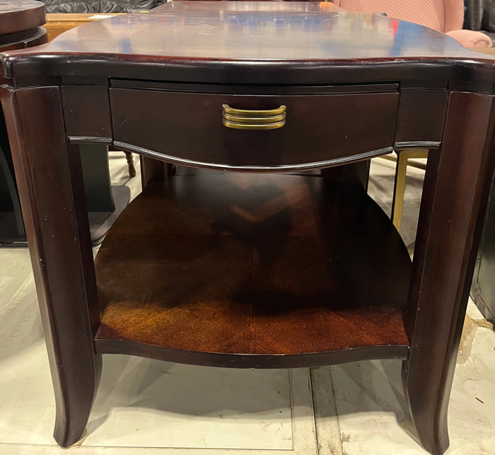 Classic Mahogany End Table with Drawer & Shelf