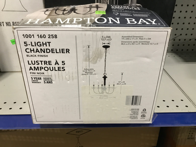 Hampton Bay 5-Light Chandelier with Black Finish