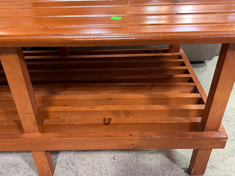 Two-Tier Slatted Wooden Coffee Table