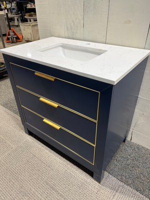 Blue and Gold Artificial Marble Top Vanity