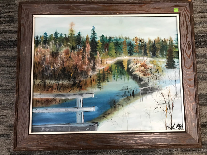 R. Wolff's Vintage Winter And Fall Landscape Oil Painting