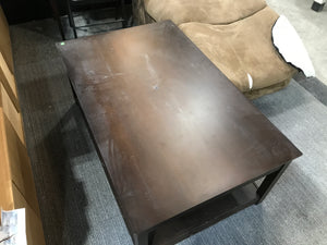Large Dark Brown Wooden Coffee Table With Singular Pullout Drawer