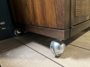 Mid-Century Modern Glass & Woven Buffet & Hutch