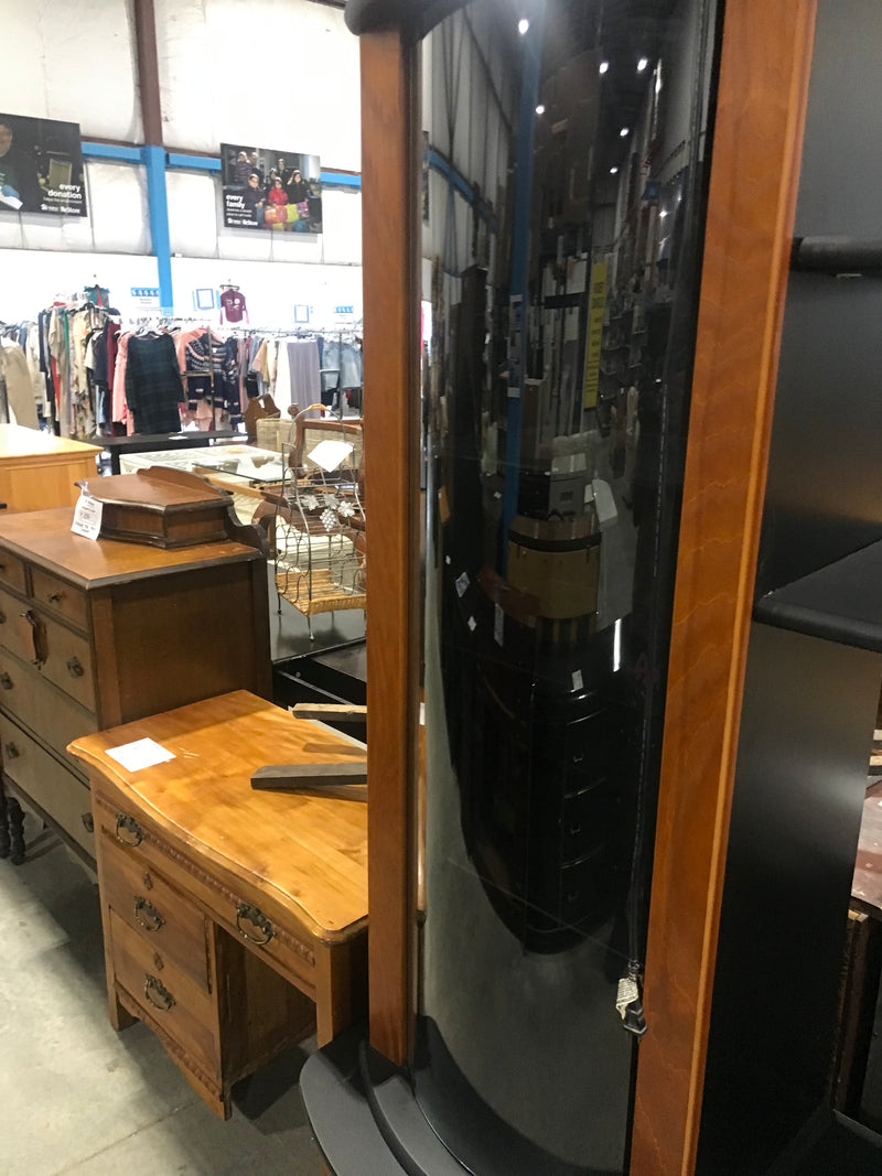 Wood Grain + Black Media Wall Unit