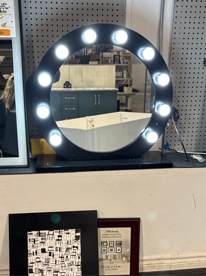 Black Hollywood Round Mirror