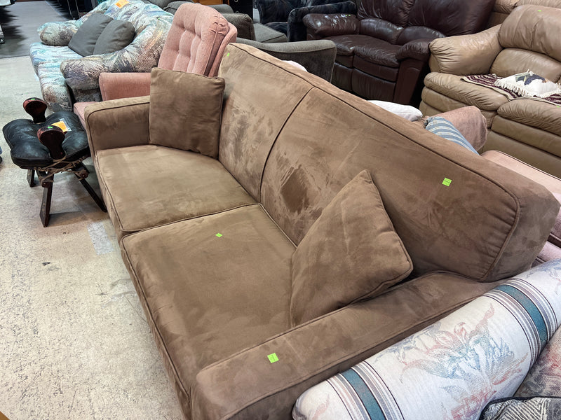 Modern Brown Upholstered Sofa with Track Arms