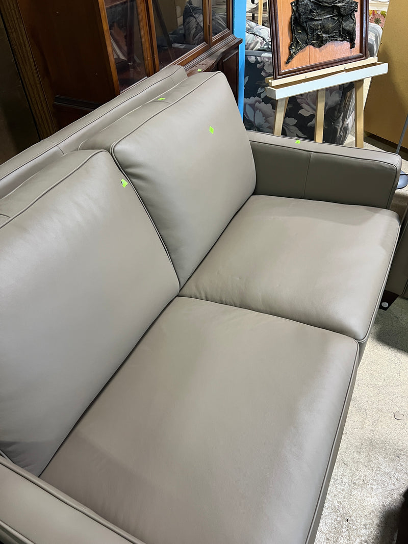 Taupe Leather Loveseat