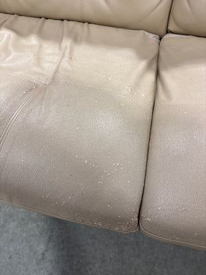 Beige Faux-Leather Modern Couch