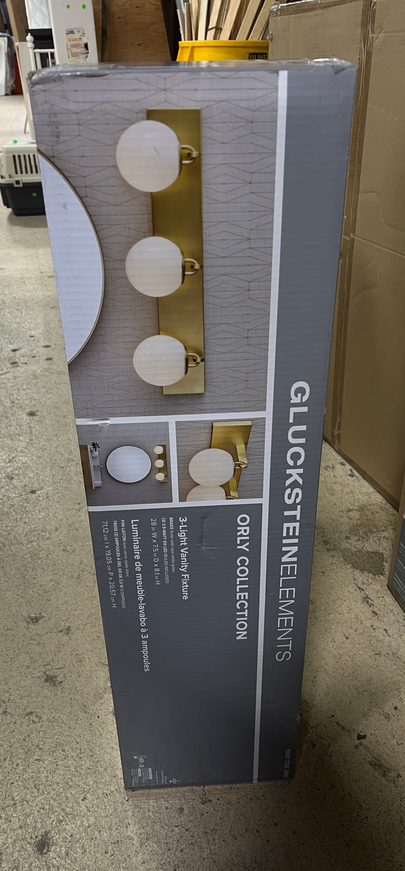 GlucksteinElements Orly 3-Light Vanity Light — Brushed Brass & Opal White Glass
