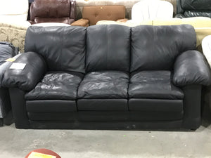 Black leather 3-seater sofa