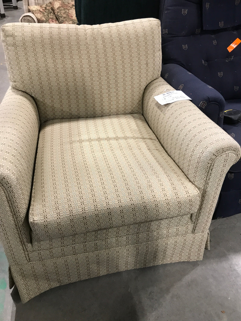 Beige Patterned High-Back Armchair
