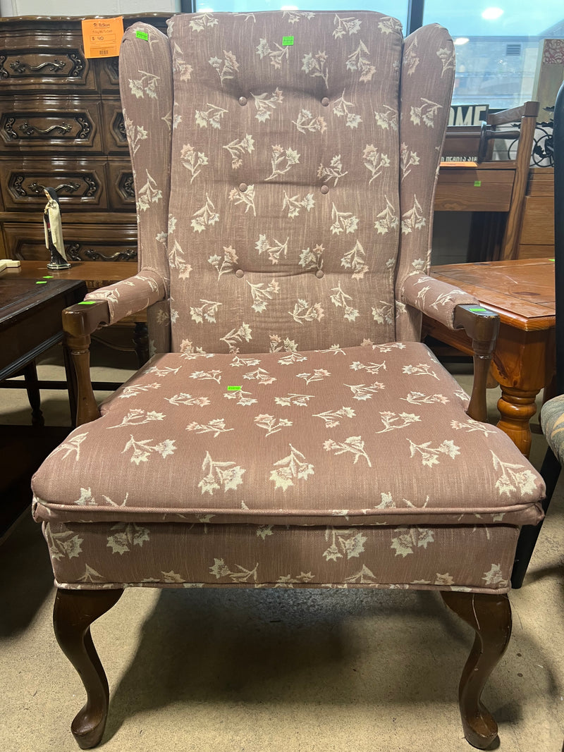 Dusty Rose Floral Armchair