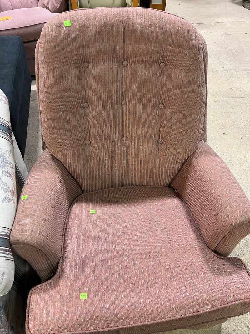 Vintage Tufted Recliner Chair – Pink Upholstered Accent Armchair