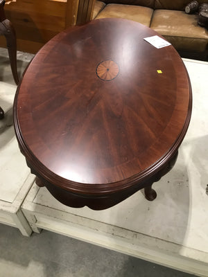 Reddish Brown Wooden Oval Coffee Table