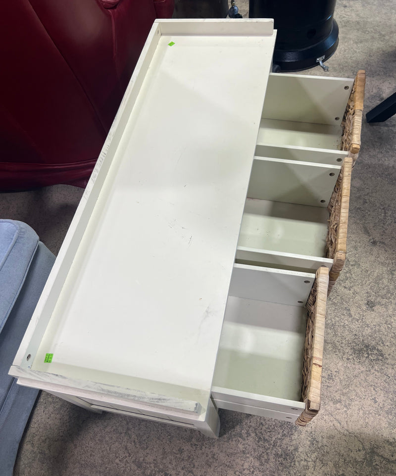 Cream Bench/Storage Unit with Wicker Drawers