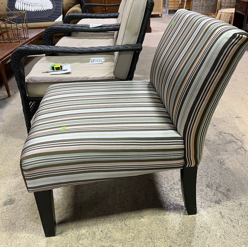 Modern Multicolor Striped Slipper Accent Chair