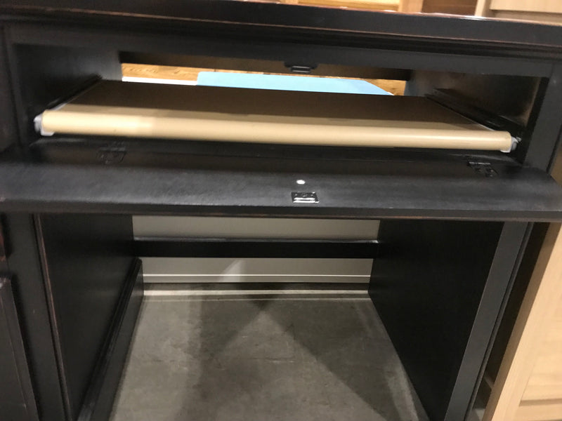 Black Wooden Desk With 3 Drawers + Keyboard Tray