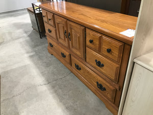 Brown Dresser With 12 Drawers & 2 Cabinet Style Doors