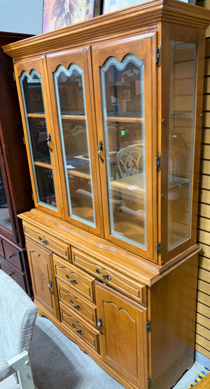 Solid Wood Display Hutch & Buffet Cabinet