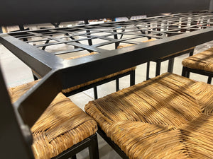 Modern Industrial Glass Dining Set – Table + 5 Chairs