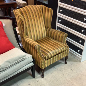 Striped Wingback Chair