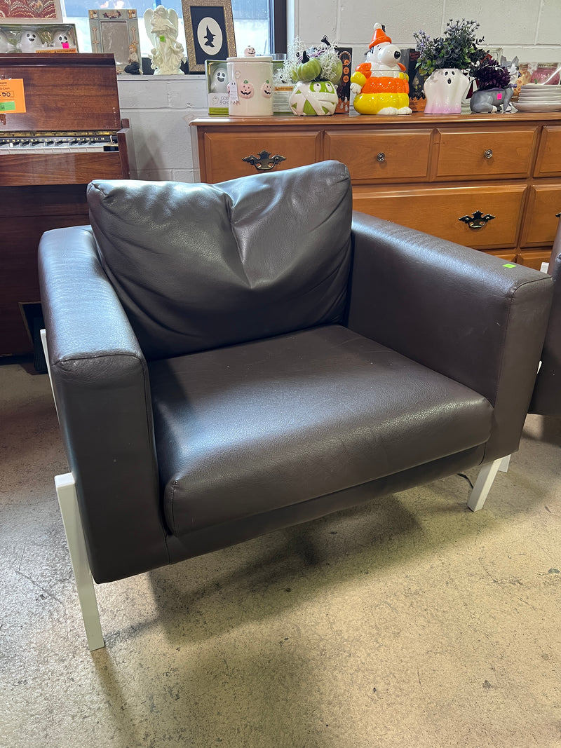 Espresso Cubic Armchair with Metal Legs