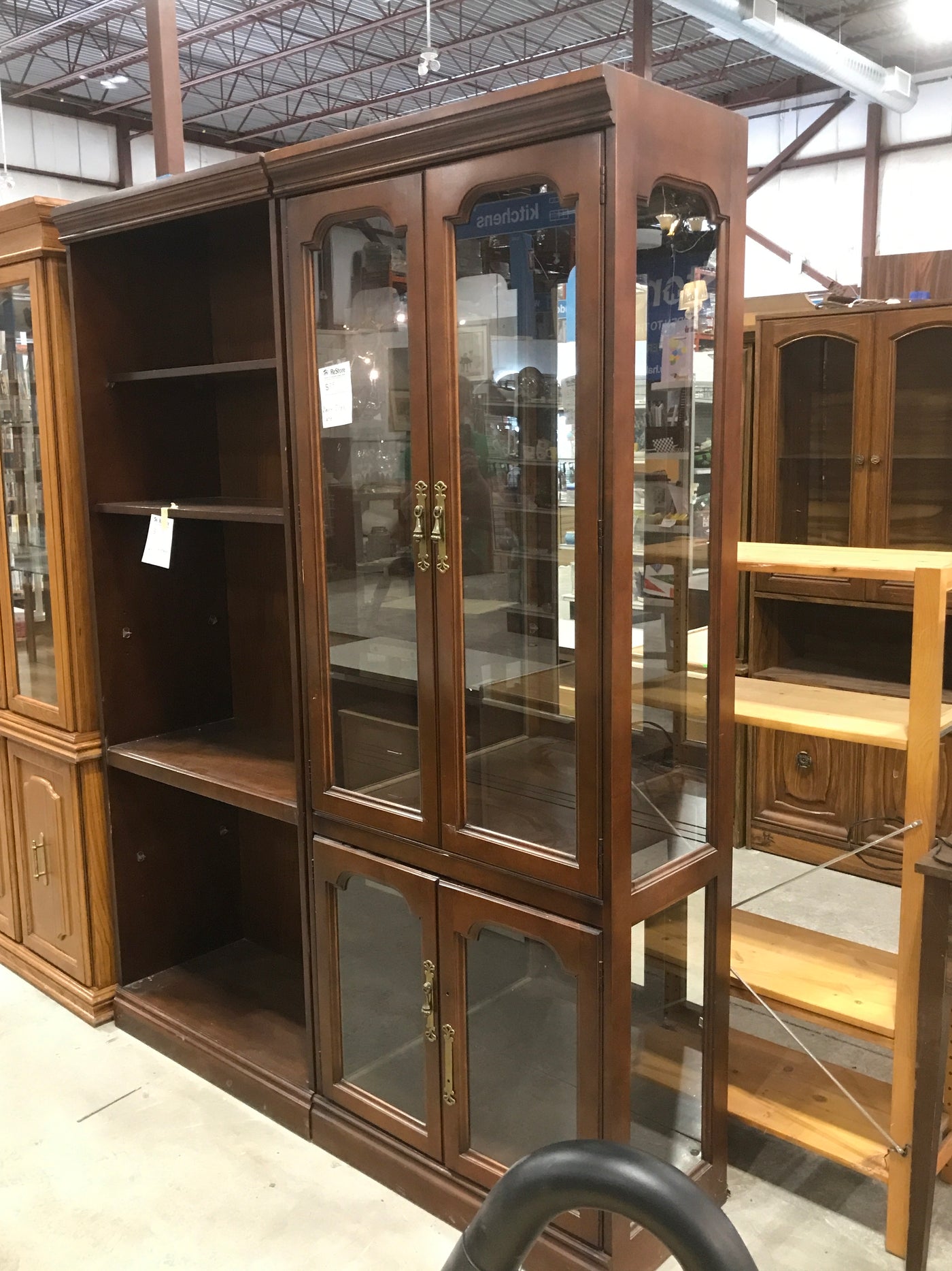 Dark Brown Wooden Display Case With Cabinet Style Doors – Habitat for ...