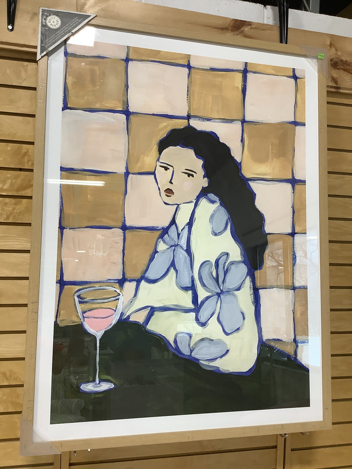 Woman with Wine Artwork