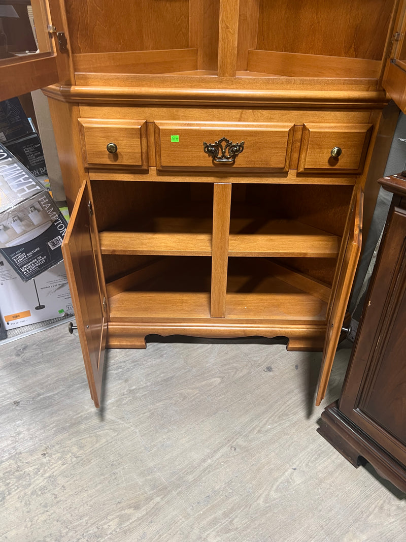 Light Wooden Corner China Cabinet and Hutch