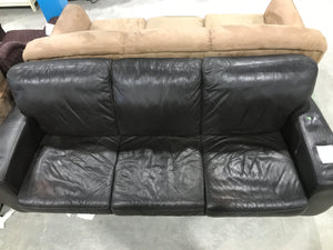 Black Leather 3 Seater Couch