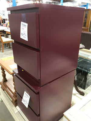 Rich Burgundy 2 Drawer Side Table
