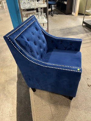 Royal Blue Velvet Tufted Armchair