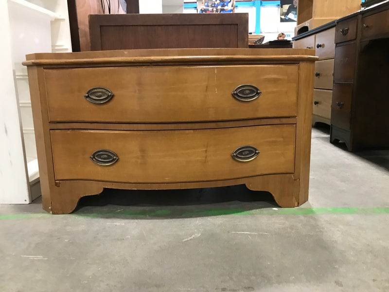 Wooden Low Curved Two Drawer Dresser