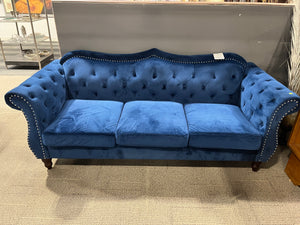 Royal Blue Velvet Tufted Sofa