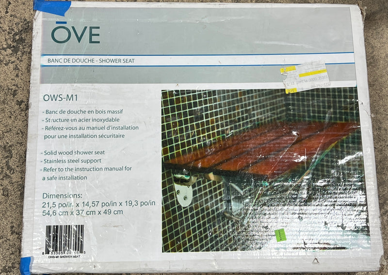 OVE OWS-M1 Solid Wood Folding Shower Seat with Stainless Steel Support