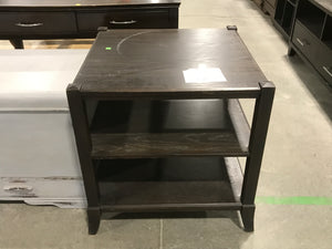 Large Wooden Square Side Table With 3 Shelves