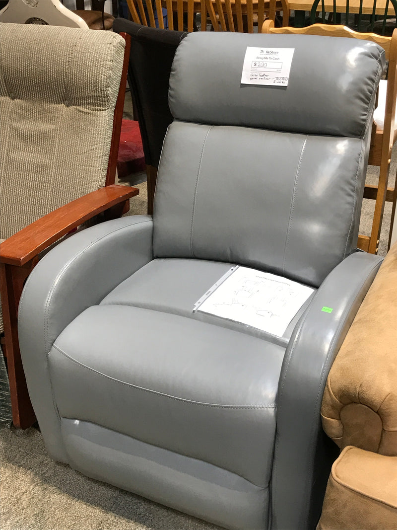 Grey Leather Power-Recliner