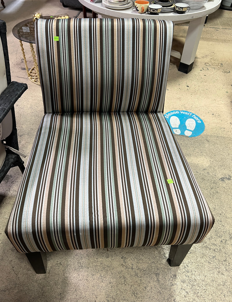 Modern Multicolor Striped Slipper Accent Chair