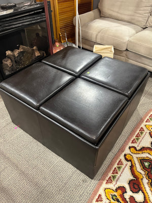 4-in-1 Faux Leather Storage Ottoman Set