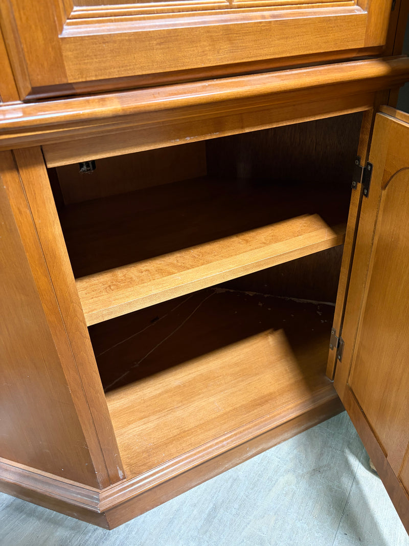 Vintage Wood Curio with Glass Shelves