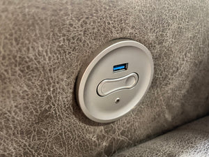Taupe Faux-leather Two-seater Electric Recliner