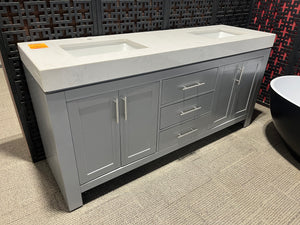 48”/60”/72” Double/Single Sink Grey Bathroom Vanity with Thick Quartz Top
