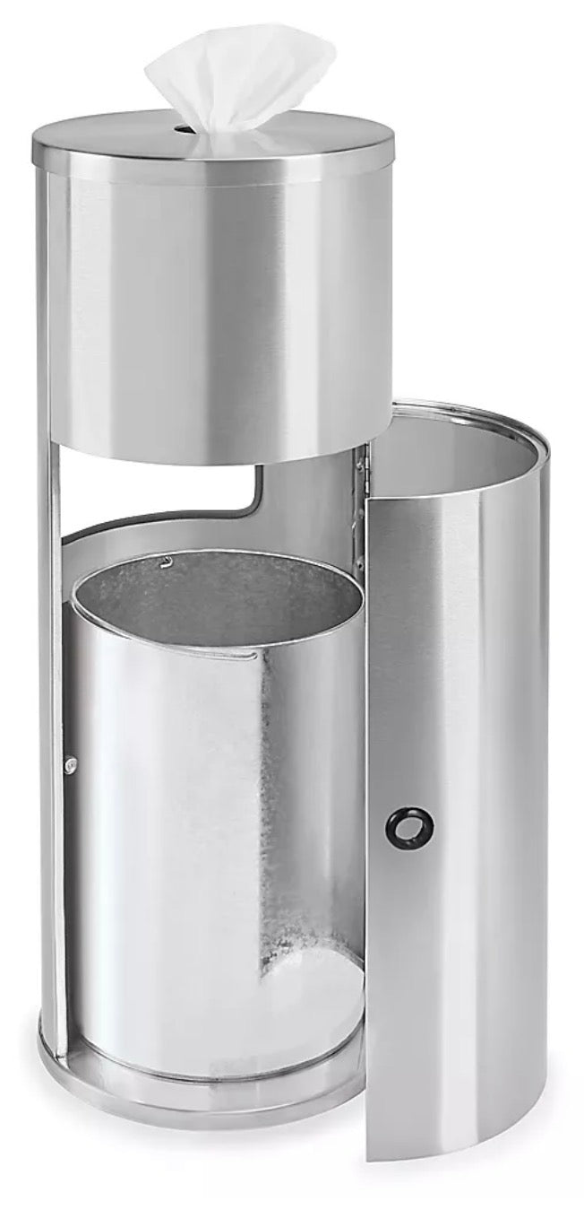 Alpine Stainless-Steel Gym Wet Wipe Dispenser with Built-in Trash Can