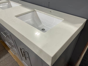 48”/60”/72” Double/Single Sink Grey Bathroom Vanity with Thick Quartz Top